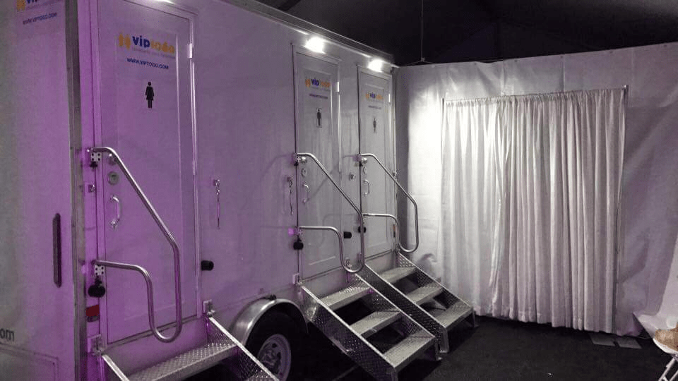VIP To Go’s premium restroom trailers at an outdoor event