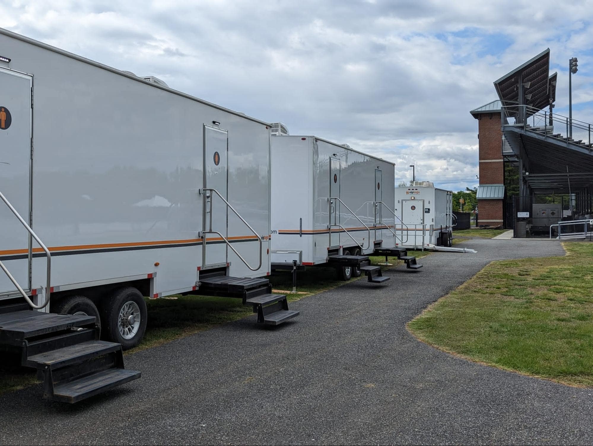 Spacious VIP restroom trailer with modern design