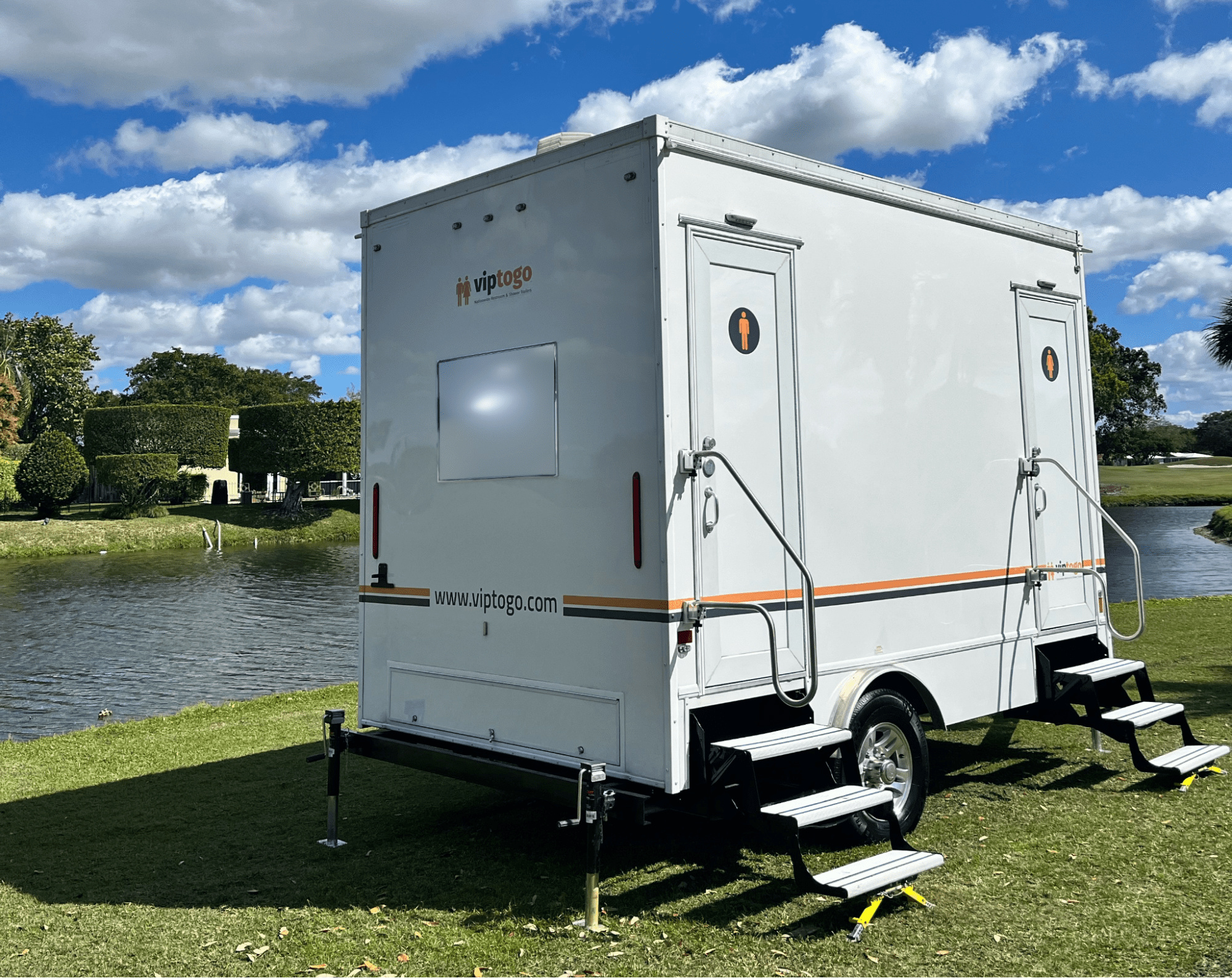 VIP restroom trailer with luxury amenities