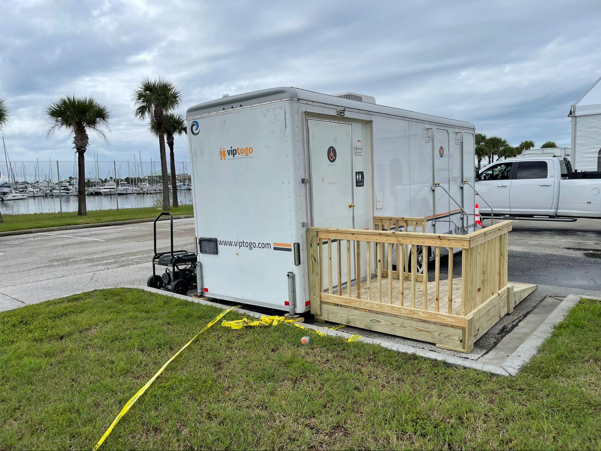 ADA-compliant luxury restroom trailer at Fort Lauderdale event