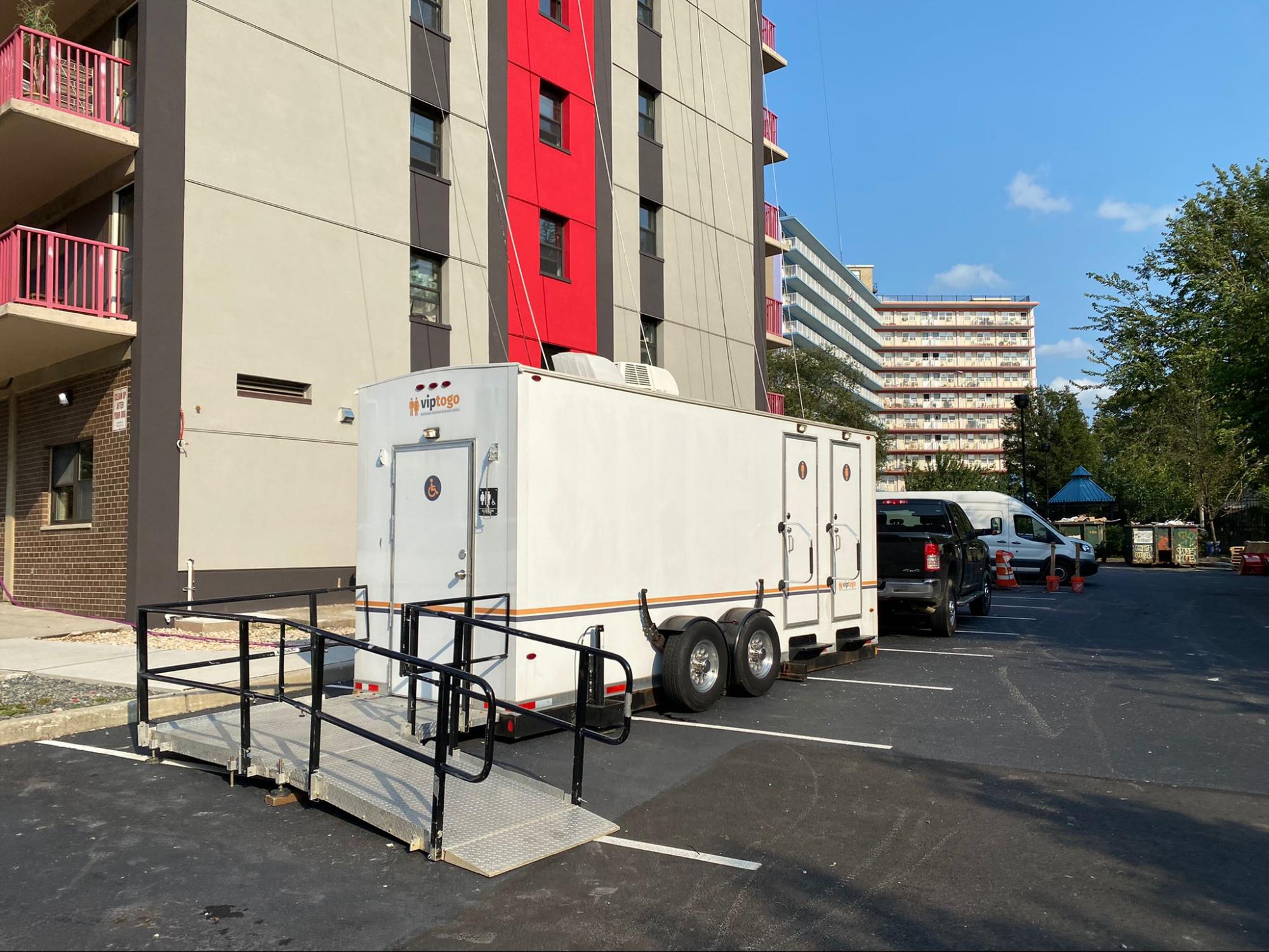 ADA-compliant restroom trailer in event Salt Lake City, Utah