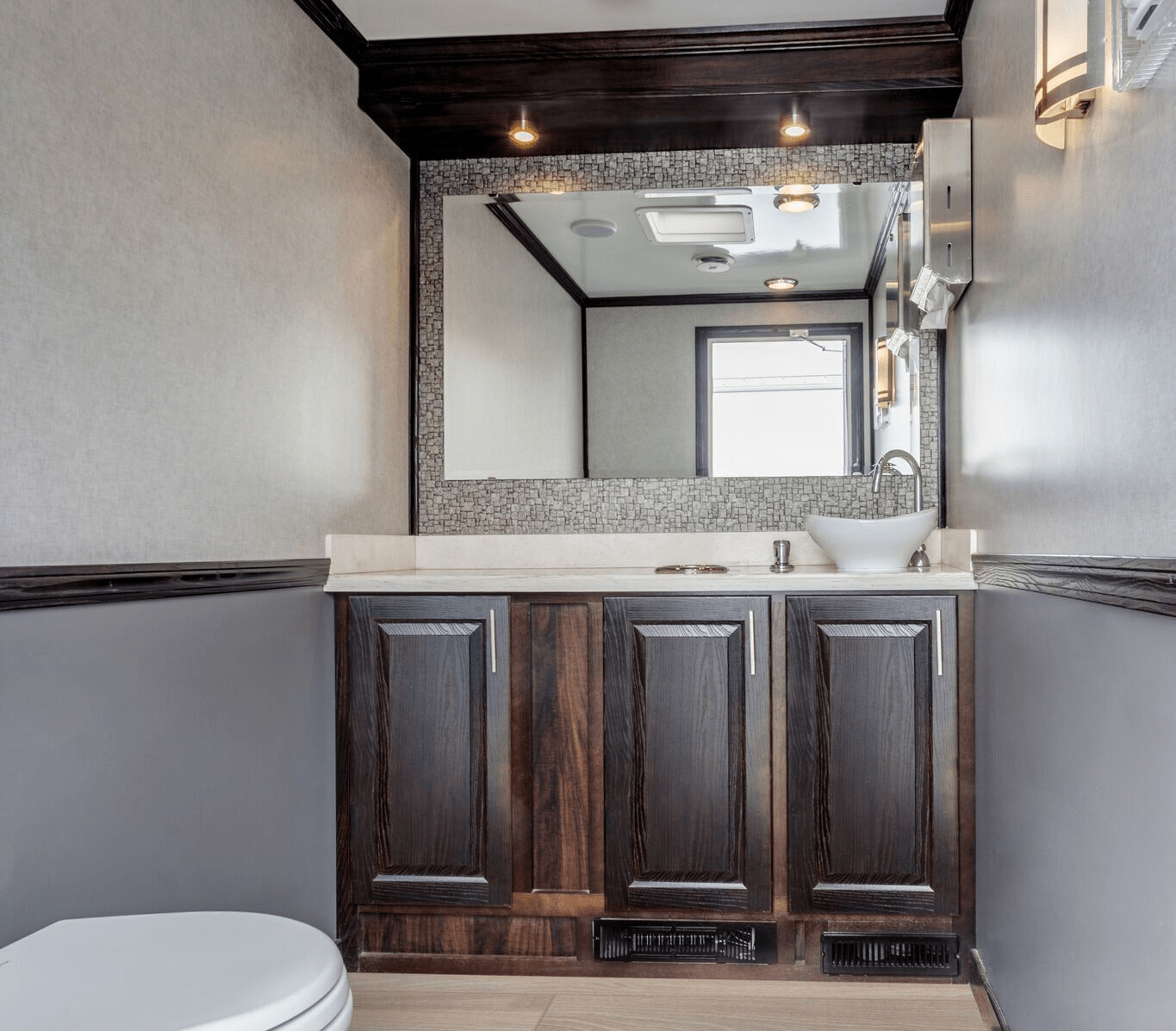 Inside a luxury restroom trailer Miami, Florida Inside a luxury restroom trailer Miami, Florida
