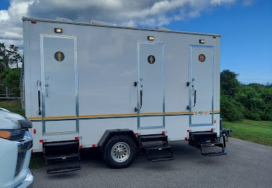 Luxury 3-station restroom trailer for Greenwich, NY event