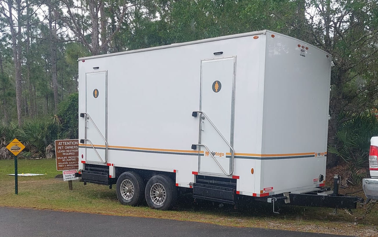 restroom trailer rental for Jersey City in park setting