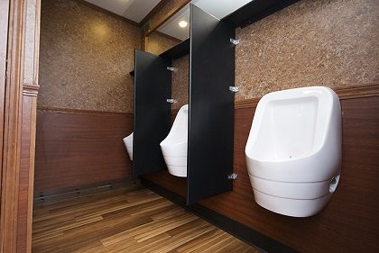 Inside of a VIP To Go luxury restroom trailer at a Birmingham-Hoover event Inside of a VIP To Go luxury restroom trailer at a Birmingham-Hoover event