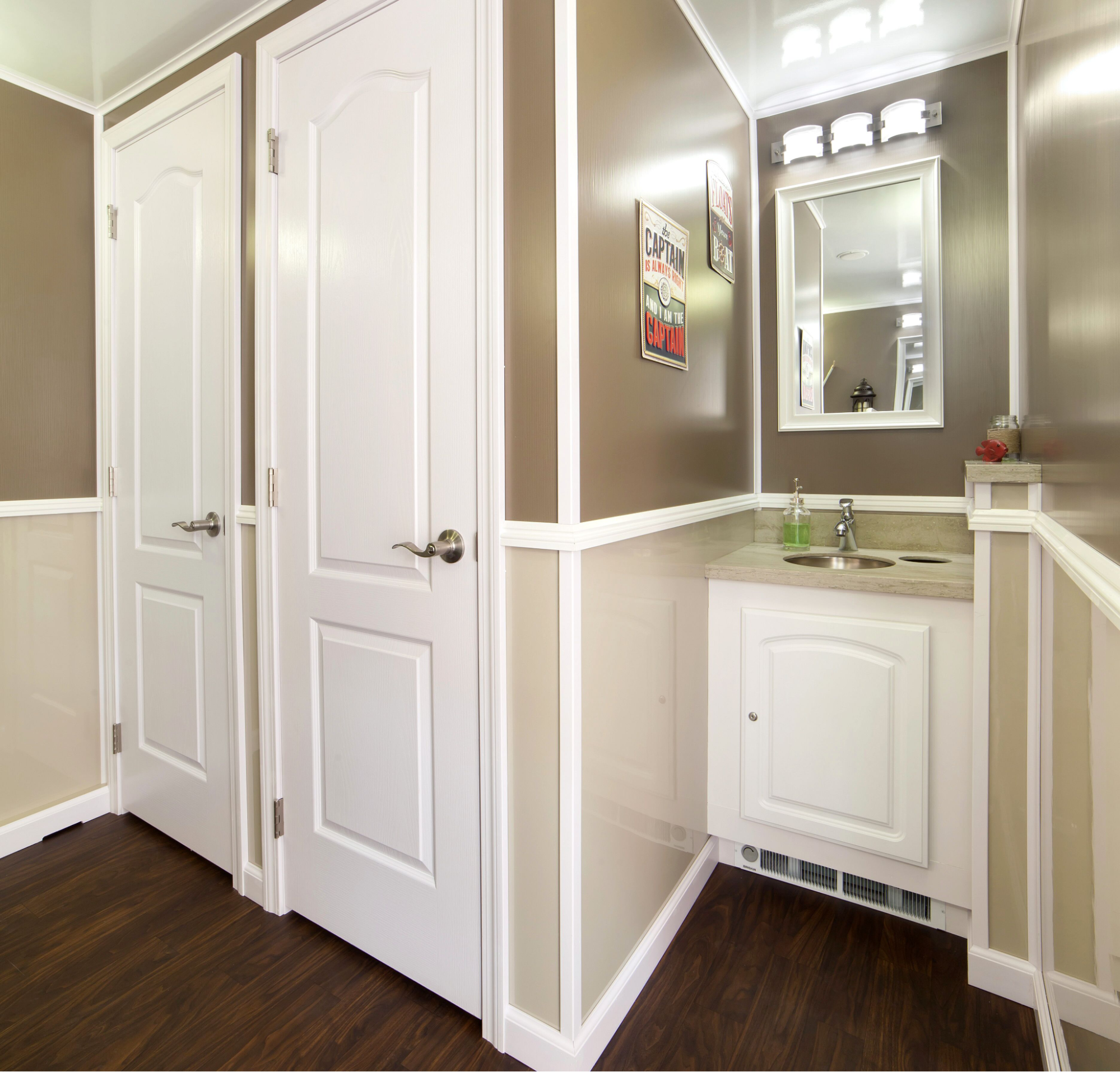 Inside of a VIP To Go luxury restroom trailer at a Prescott Valley-Prescott event Inside of a VIP To Go luxury restroom trailer at a Prescott Valley-Prescott event