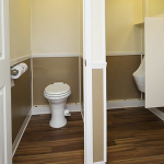 Interior of the 5-station Vegas restroom trailer for Fort Wayne, IN events