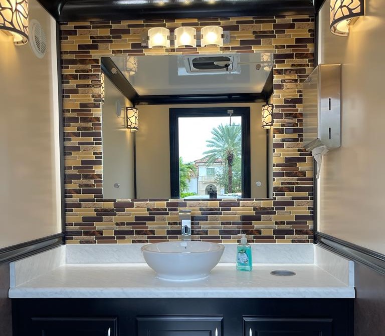 Interior decor of portable bathroom solutions for outdoor festivals Interior decor of portable bathroom solutions for outdoor festivals